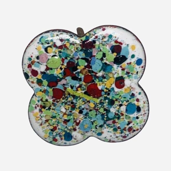 Rainbow Paint Splatter Button Earrings 7/8" Screw Back EDM Art Deco Punk - Picture 12 of 12